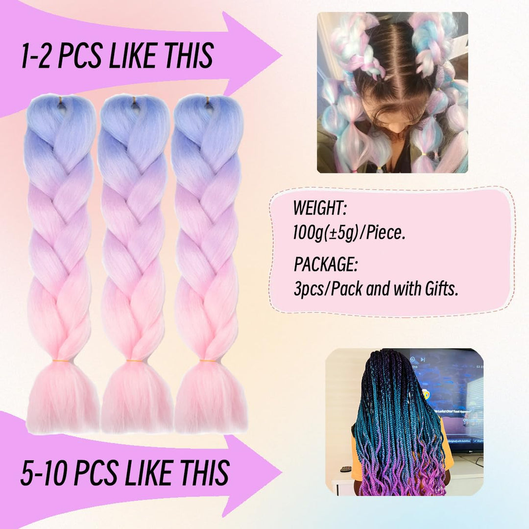 Jumbo Braiding Hair "Candy" 24 Inches  3 Pieces