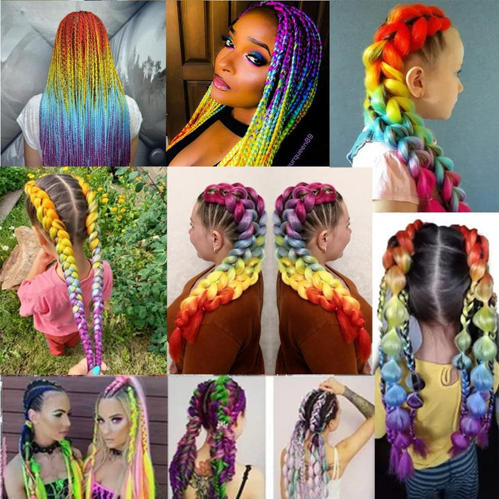 Jumbo Braiding Hair "Rainbow" 24 Inches  3 Pieces